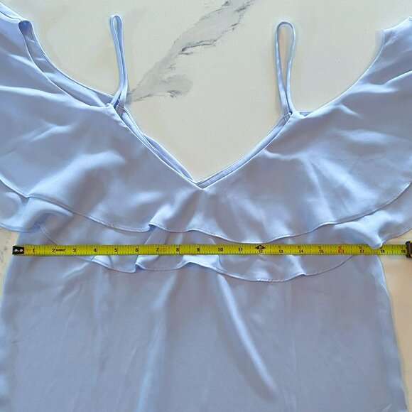 No tag - Zara, Flowy, Thin Straps, Lightweight, Ruffle, Light Blue, Top - Size M - Picture 5 of 6
